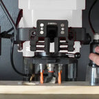 Multi-spindle drill head boring cabinet hinge cups in door panel