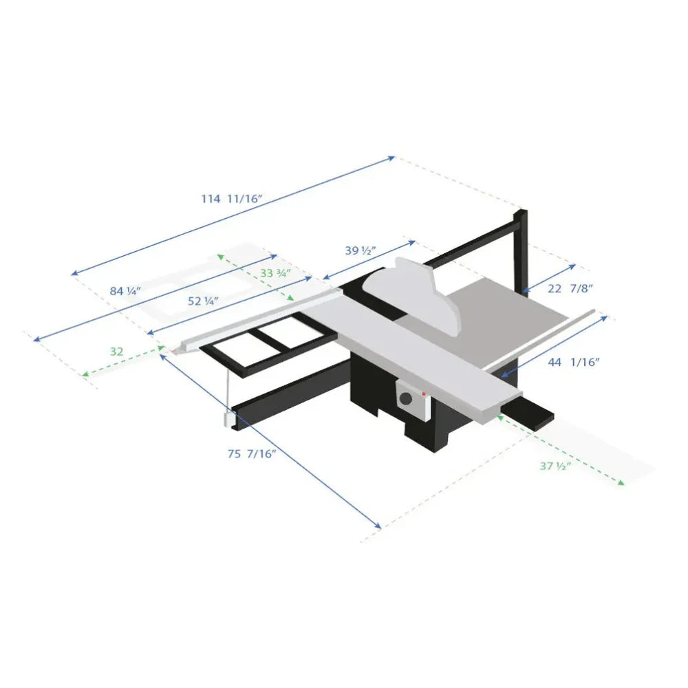 Maksiwa BMS.1600.IR sliding table saw Dado Edition with outrigger