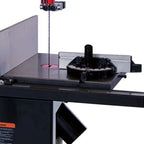 Band saw work table with rip fence and miter gauge