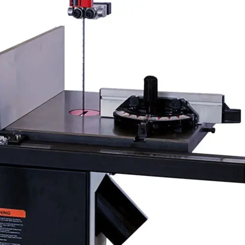 Band saw work table with rip fence and miter gauge