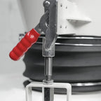 Dual hose inlet ports with chained caps for dust collection lines