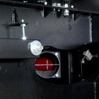 Dimension diagram showing overall footprint and table travel lengths