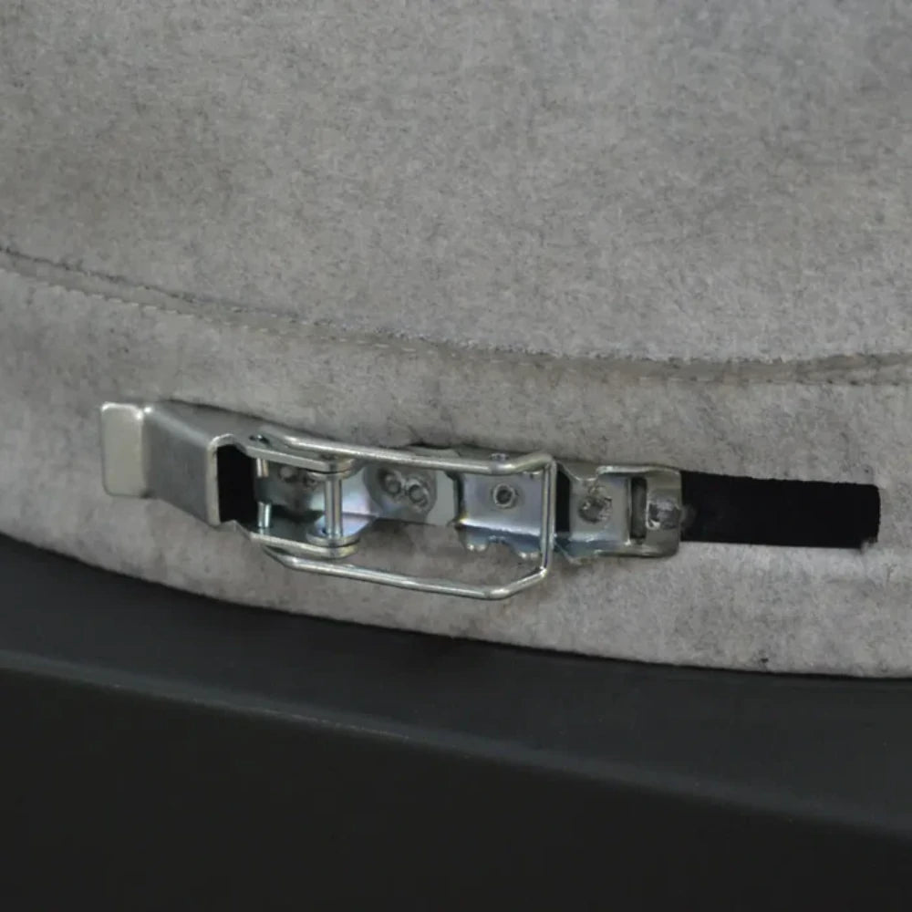 Quick-release clamp secures dust collector bag to intake ring