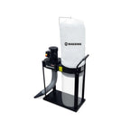 Hands securing Maksiwa dust collector bag on steel frame