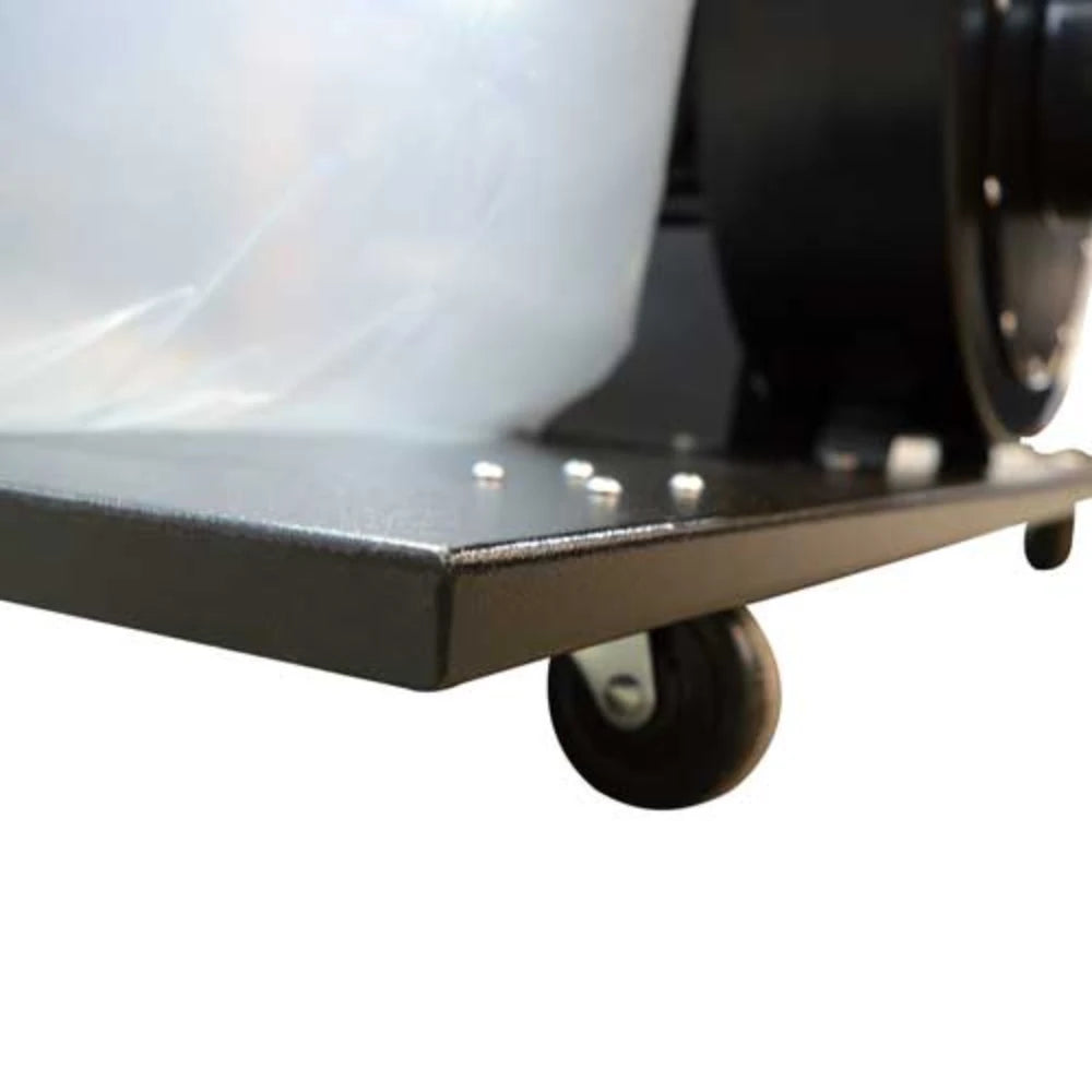 Steel base plate with caster wheel for easy shop mobility