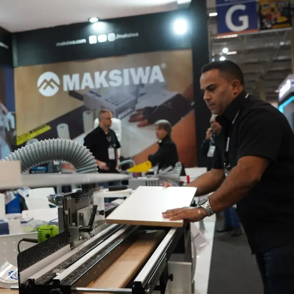 Maksiwa RBB.1000 edge trimmer jig with adjustable guide rails and trimming carriage