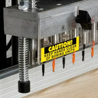 Guide rail clamp assembly securing fence for straight drilling runs