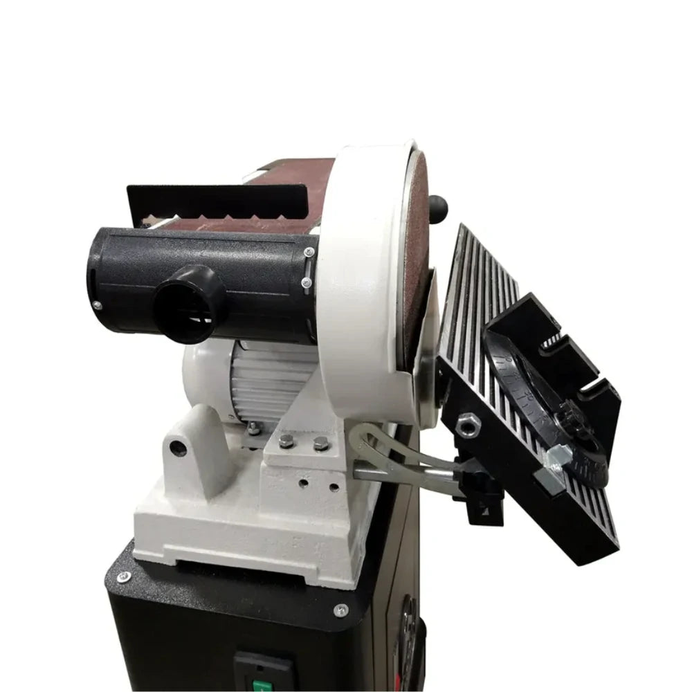 Close-up of belt platen and grooved work table surface