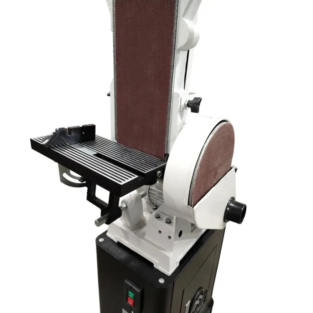 Side view showing disc sanding station and dust port outlet