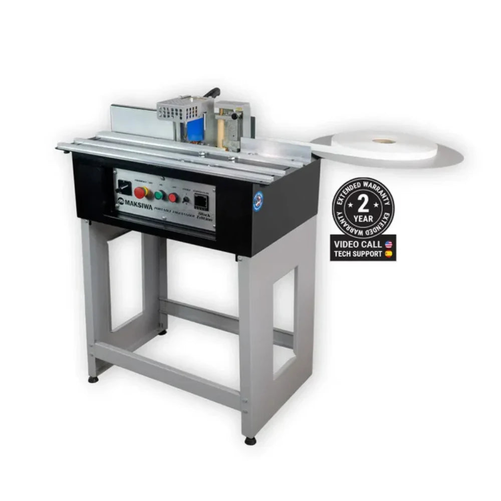 Maksiwa CBC.E portable edge bander with integrated stand and edge banding roll holder