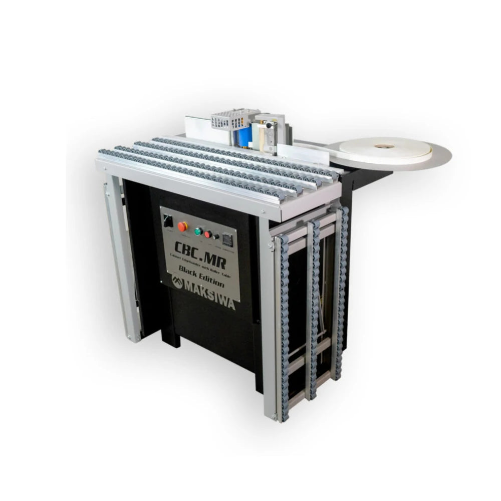 Close-up of edgebander glue pot and safety guard cover