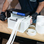 Side view showing crank handle and adjustable cutting guide
