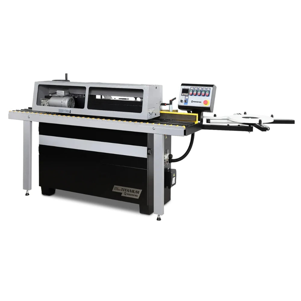 Maksiwa Titanium edge bander CBC.T with enclosed processing hood and operator control panel