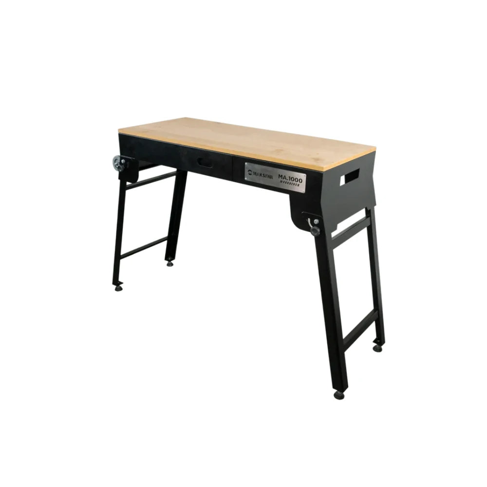Maksiwa MA.1000 workbench with wooden top and metal frame legs