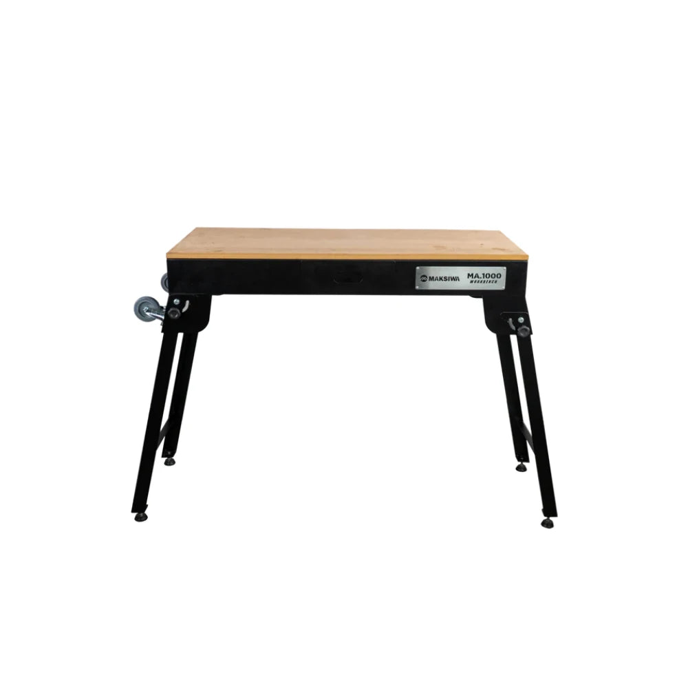 Maksiwa MA.1000 workbench with wooden top and metal frame legs