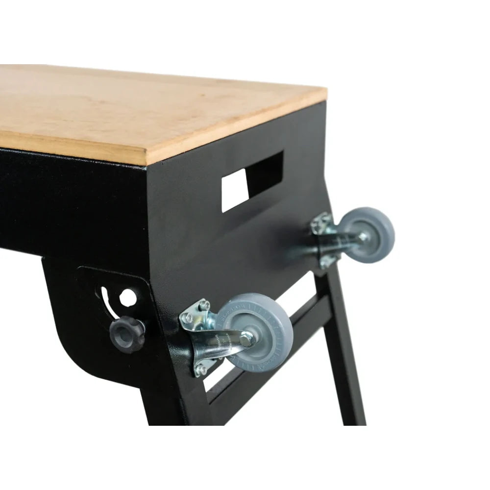 Maksiwa MA.1000 workbench with wooden top and metal frame legs