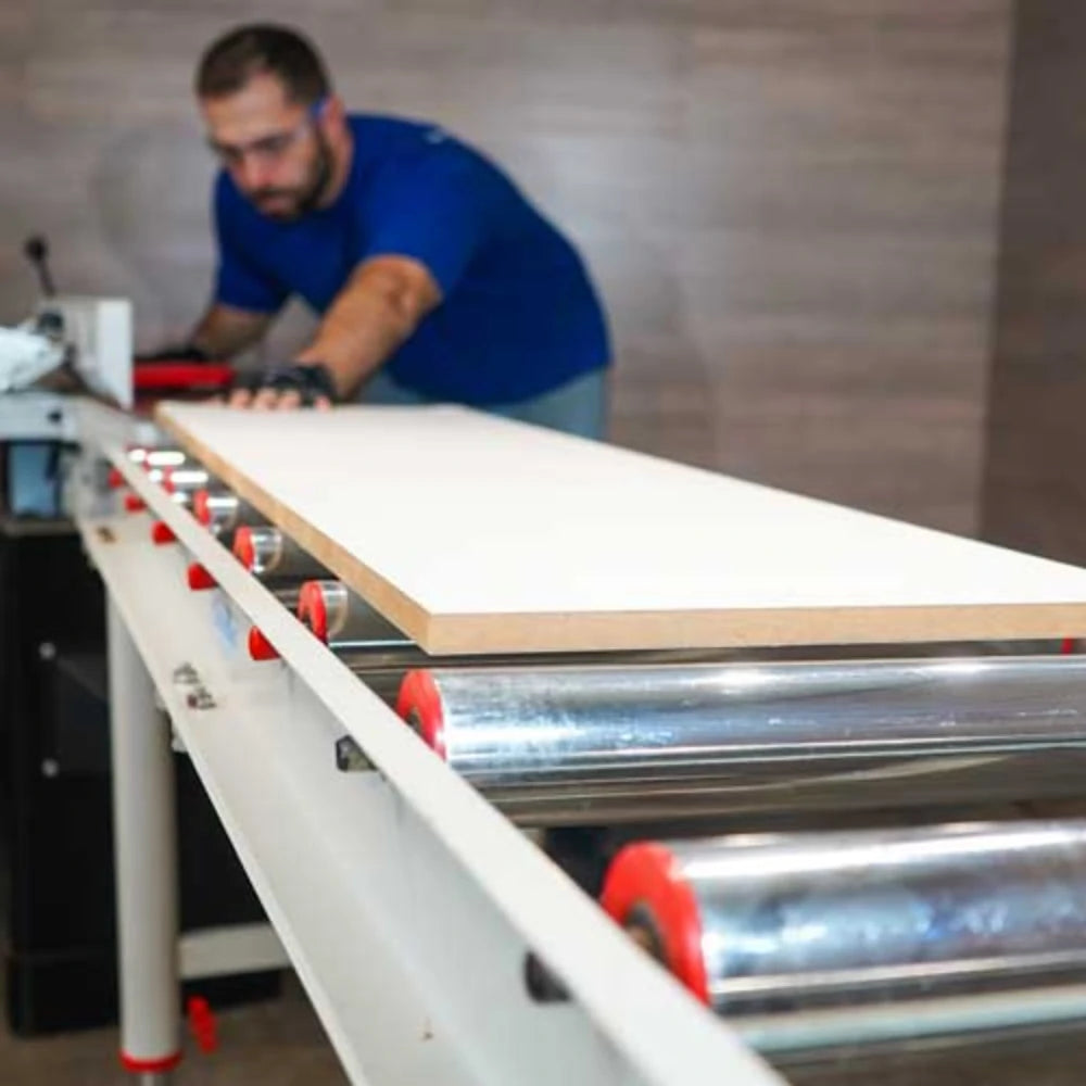 Maksiwa PRA/9 roller stand with multiple metal rollers and adjustable legs