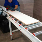 Maksiwa PRA/9 roller stand with multiple metal rollers and adjustable legs