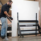 Rolling sheet cart frame with Maksiwa logo and swivel casters